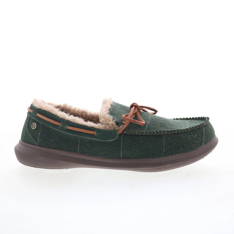 Spenco Birch Tweed SP2010MOS Mens Green Canvas Wide Moccasin Slippers Shoes