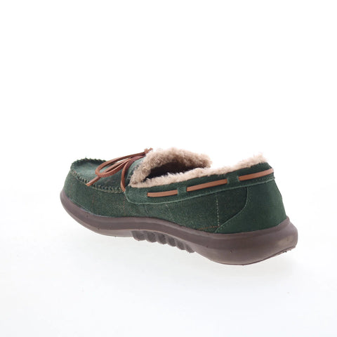 Spenco Birch Tweed SP2010MOS Mens Green Canvas Wide Moccasin Slippers Shoes