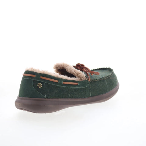 Spenco Birch Tweed SP2010MOS Mens Green Canvas Wide Moccasin Slippers Shoes