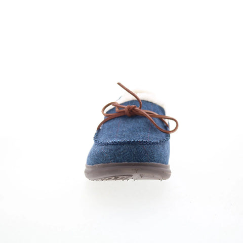 Spenco Birch Tweed SP2010NVY Mens Blue Wide Moccasin Slippers Shoes
