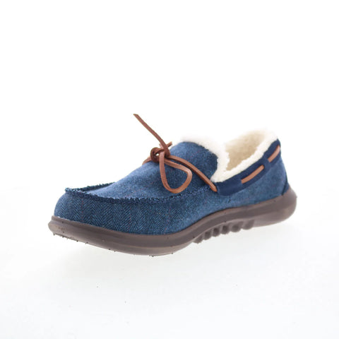 Spenco Birch Tweed SP2010NVY Mens Blue Wide Moccasin Slippers Shoes