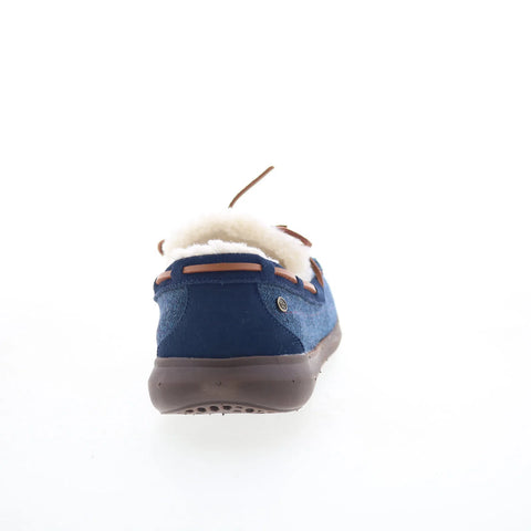 Spenco Birch Tweed SP2010NVY Mens Blue Wide Moccasin Slippers Shoes