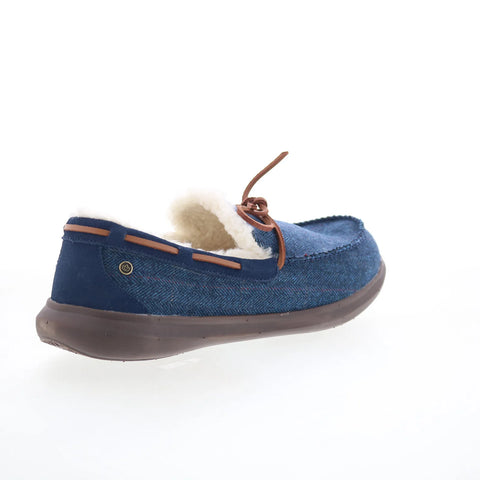 Spenco Birch Tweed SP2010NVY Mens Blue Wide Moccasin Slippers Shoes
