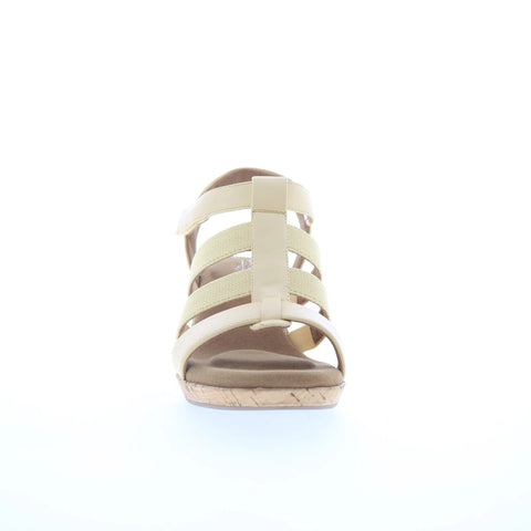 Rockport Blanca Elastic Tbar Sandal Womens Beige Wedges Sandals Shoes