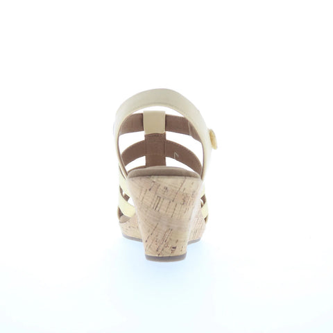 Rockport Blanca Elastic Tbar Sandal Womens Beige Wedges Sandals Shoes