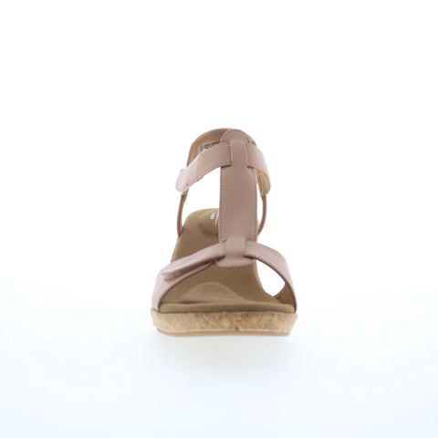 Rockport Blanca T Strap CI5691 Womens Beige Leather Wedges Heels Shoes