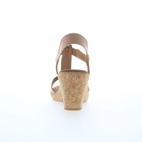 Rockport Blanca T Strap CI5691 Womens Beige Leather Wedges Heels Shoes