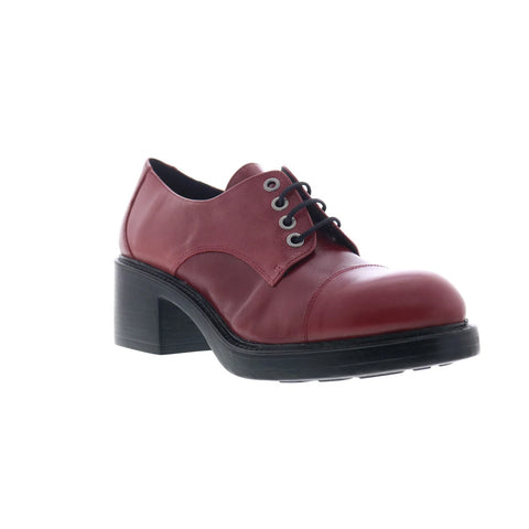 Miz Mooz Bleeker Womens Red Leather Lace Up Oxfords & Lace Ups Casual Shoes