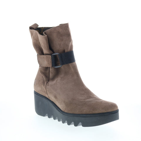 Fly London Blit BLIT453FLY-004 Womens Gray Suede Strap Casual Dress Boots