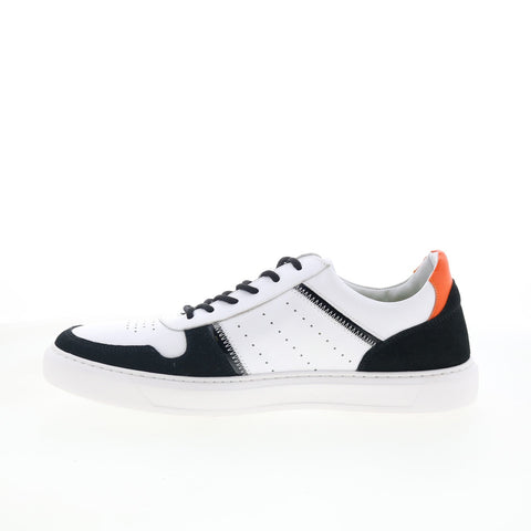 Robert Graham Bluto Mens White Leather Lace Up Lifestyle Sneakers Shoes