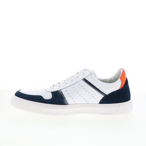 Robert Graham Bluto Mens White Leather Lace Up Lifestyle Sneakers Shoes