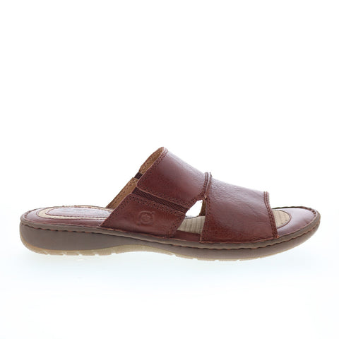 Born Flores BM0007025 Mens Brown Leather Slip On Slides Sandals Shoes