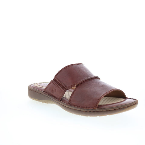 Born Flores BM0007025 Mens Brown Leather Slip On Slides Sandals Shoes