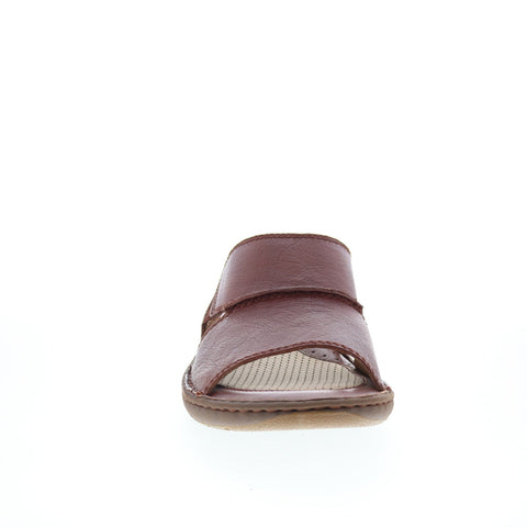 Born Flores BM0007025 Mens Brown Leather Slip On Slides Sandals Shoes