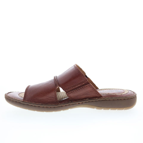 Born Flores BM0007025 Mens Brown Leather Slip On Slides Sandals Shoes