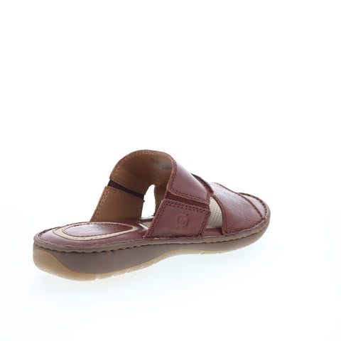 Born Flores BM0007025 Mens Brown Leather Slip On Slides Sandals Shoes