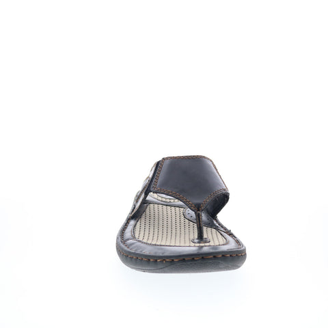 Born Maso BM0007903 Mens Black Leather Slip On Flip-Flops Sandals Shoes