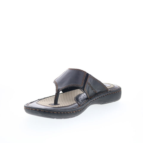 Born Maso BM0007903 Mens Black Leather Slip On Flip-Flops Sandals Shoes