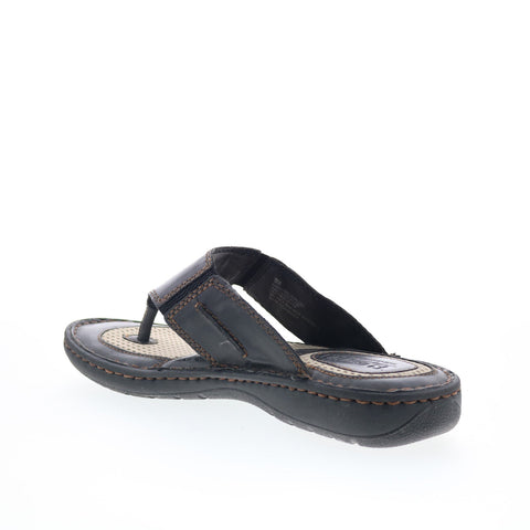 Born Maso BM0007903 Mens Black Leather Slip On Flip-Flops Sandals Shoes