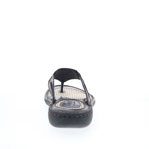 Born Maso BM0007903 Mens Black Leather Slip On Flip-Flops Sandals Shoes
