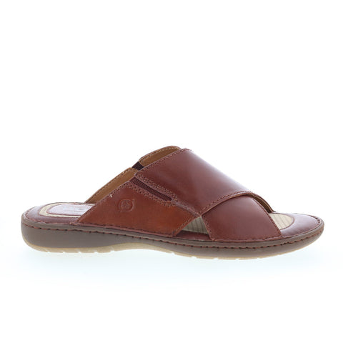 Born Maso BM0011125 Mens Brown Leather Slip On Slides Sandals Shoes
