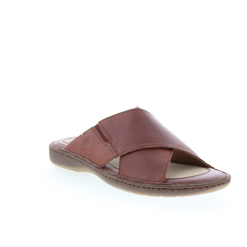 Born Maso BM0011125 Mens Brown Leather Slip On Slides Sandals Shoes