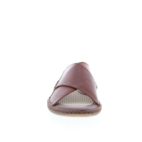 Born Maso BM0011125 Mens Brown Leather Slip On Slides Sandals Shoes