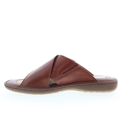 Born Maso BM0011125 Mens Brown Leather Slip On Slides Sandals Shoes