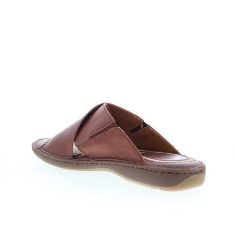 Born Maso BM0011125 Mens Brown Leather Slip On Slides Sandals Shoes
