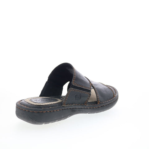 Born Brock BM0013006 Mens Brown Leather Slip On Slides Sandals Shoes