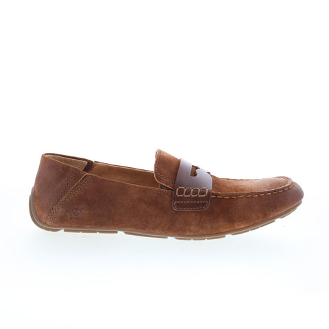Born Marcel Penny BM0018680 Mens Brown Suede Loafers & Slip Ons Penny Shoes