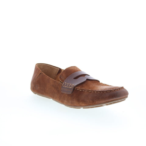 Born Marcel Penny BM0018680 Mens Brown Suede Loafers & Slip Ons Penny Shoes