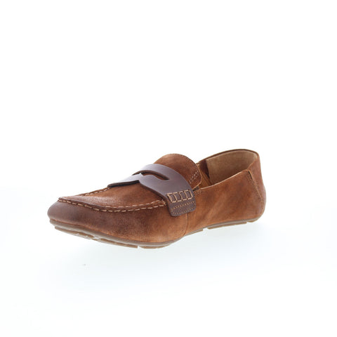 Born Marcel Penny BM0018680 Mens Brown Suede Loafers & Slip Ons Penny Shoes