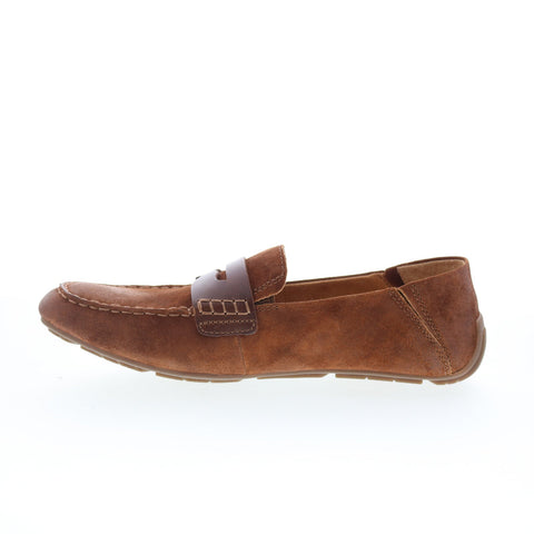Born Marcel Penny BM0018680 Mens Brown Suede Loafers & Slip Ons Penny Shoes