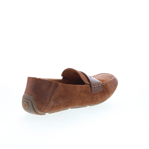 Born Marcel Penny BM0018680 Mens Brown Suede Loafers & Slip Ons Penny Shoes