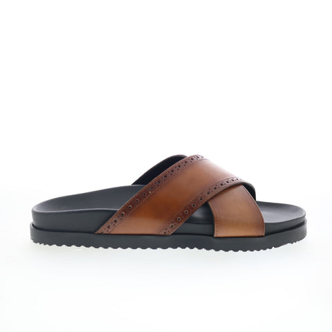 Bruno Magli Federico BM5FEDB0 Mens Brown Leather Slip On Slides Sandals Shoes