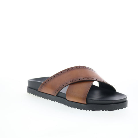 Bruno Magli Federico BM5FEDB0 Mens Brown Leather Slip On Slides Sandals Shoes