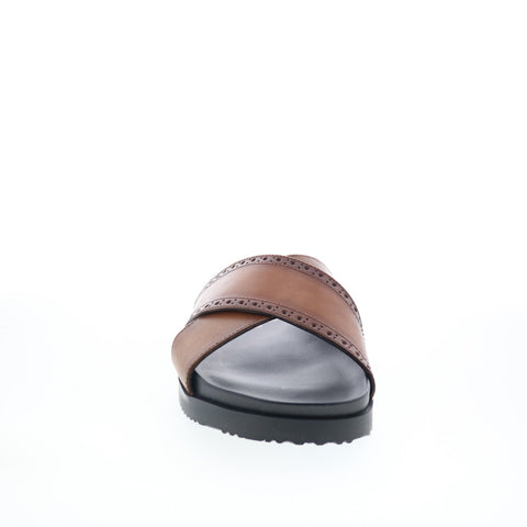 Bruno Magli Federico BM5FEDB0 Mens Brown Leather Slip On Slides Sandals Shoes