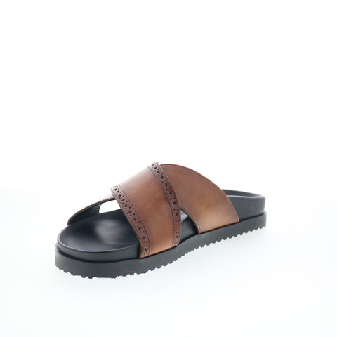 Bruno Magli Federico BM5FEDB0 Mens Brown Leather Slip On Slides Sandals Shoes