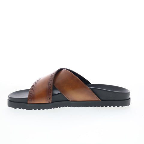 Bruno Magli Federico BM5FEDB0 Mens Brown Leather Slip On Slides Sandals Shoes