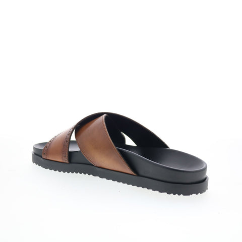 Bruno Magli Federico BM5FEDB0 Mens Brown Leather Slip On Slides Sandals Shoes
