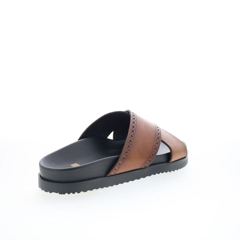 Bruno Magli Federico BM5FEDB0 Mens Brown Leather Slip On Slides Sandals Shoes