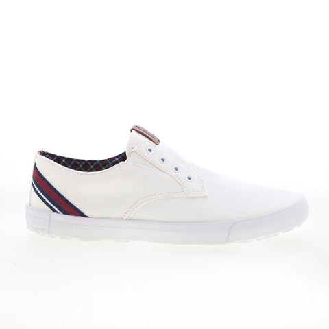 Ben Sherman Pete Laceless Mens White Canvas Lifestyle Sneakers Shoes