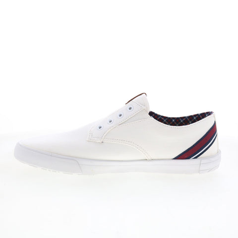Ben Sherman Pete Laceless Mens White Canvas Lifestyle Sneakers Shoes