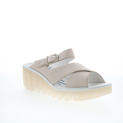 Fly London Bocy BOCY409FLY-001 Womens Gray Leather Wedges Sandals Shoes