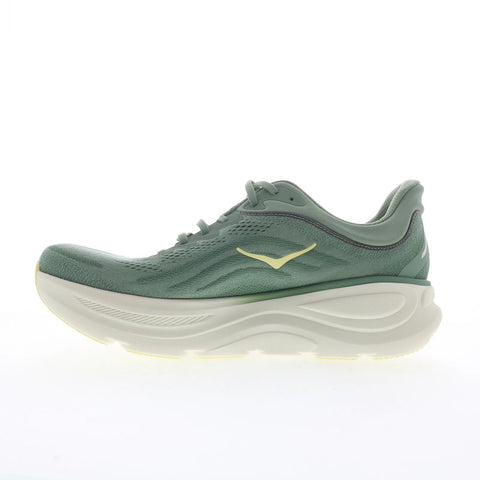 Hoka Bondi 9 1162011-SNTF Mens Green Canvas Lace Up Athletic Running Shoes
