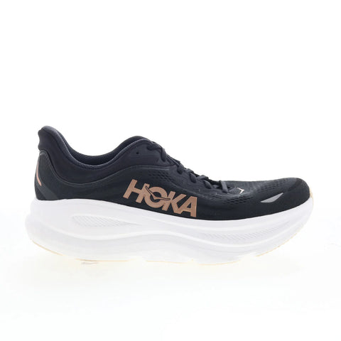 Hoka Bondi 9 1162012-BRGL Womens Black Mesh Lace Up Athletic Running Shoes
