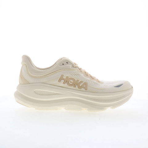 Hoka Bondi 9 1162012-VCH Womens Beige Mesh Lace Up Athletic Running Shoes