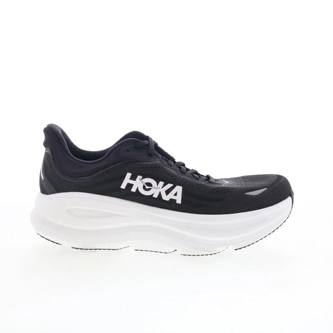 Hoka Bondi 9 Wide 1162014-BWHT Womens Black Wide Mesh Athletic Running Shoes