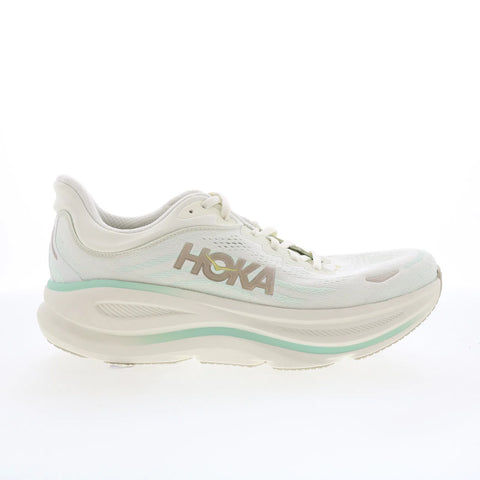 Hoka Bondi 9 Wide 1162014-TLSL Womens White Wide Mesh Athletic Running Shoes